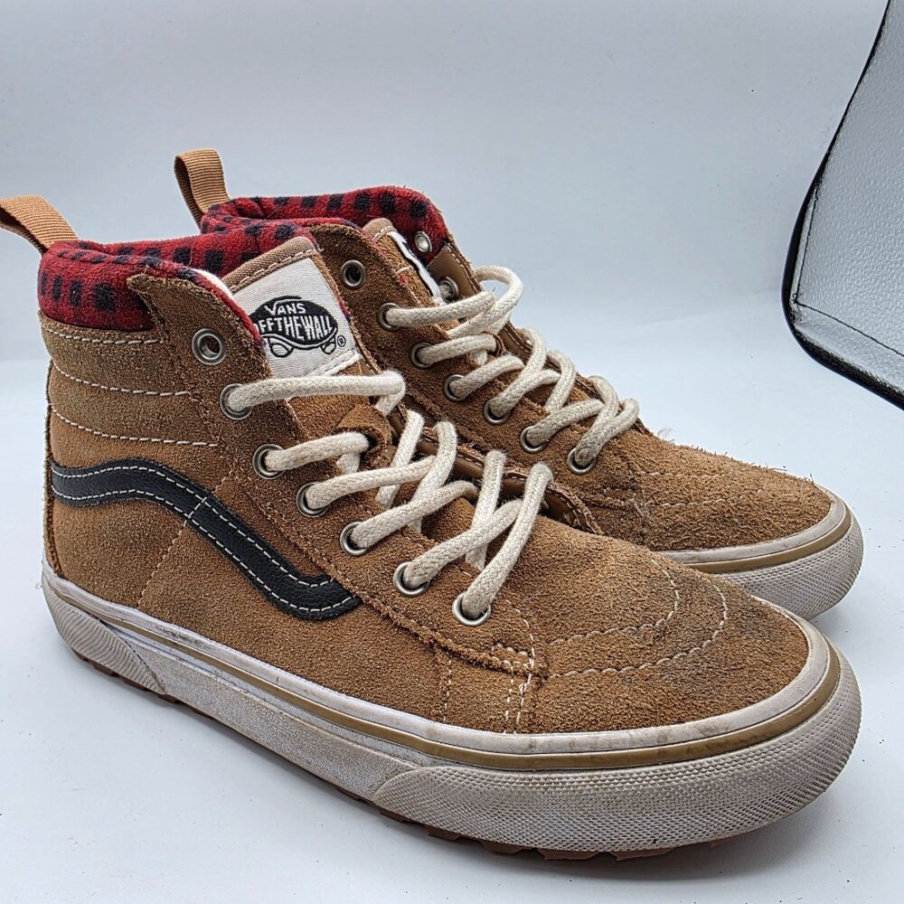 Vans Sk8 Hi MTE Plaid Brown Kids Size 2.5 Outdoor Shoes Camping Hiking Trails